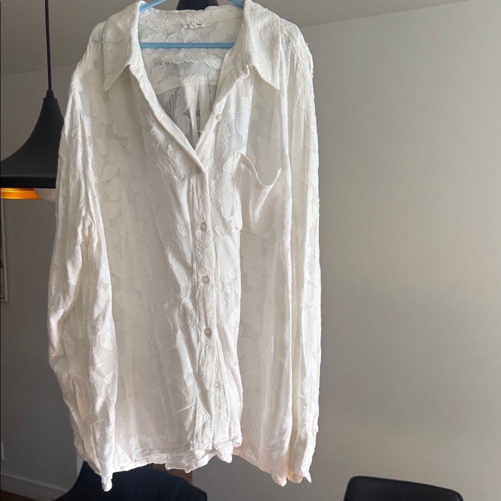 En Creme White Button Down Shirt